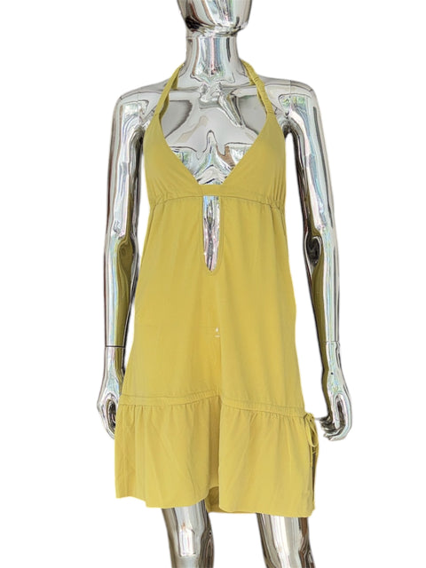 Vintage Lime Green Cowl Back Dress With Cutout