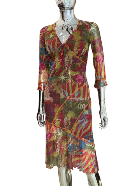 Ribbs Colorful Graphics Longsleeve Mesh Dress