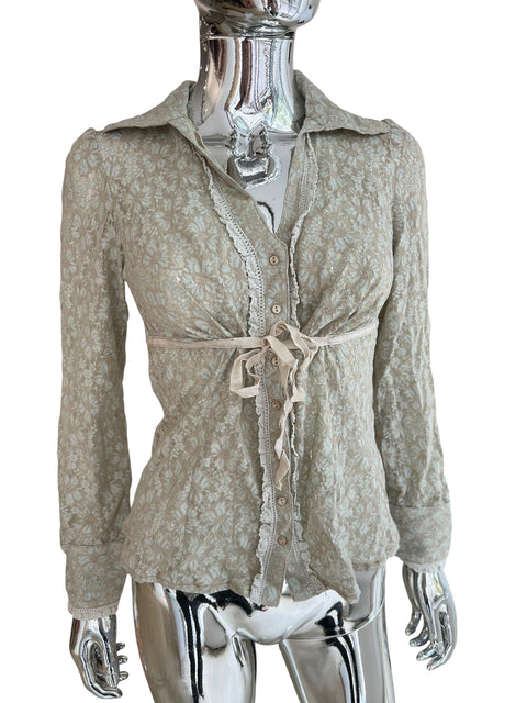 Shyde Beige Blue Lace Shirt