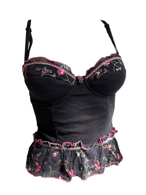 Undercolors Of Benetton Black Pink Lace Corset