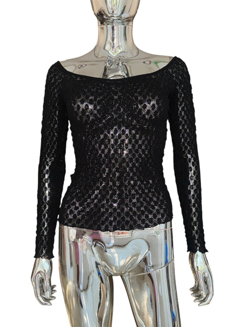 Roman’s Black Lace Boatneck Longsleeve