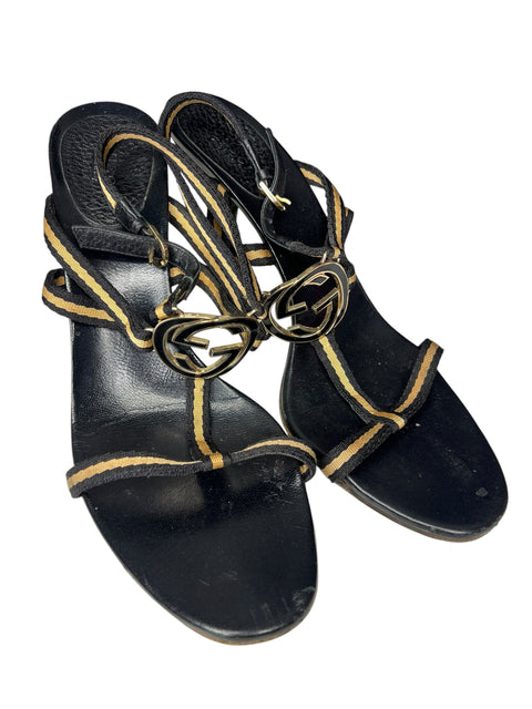 Gucci Black Gold GG Buckle Shoes