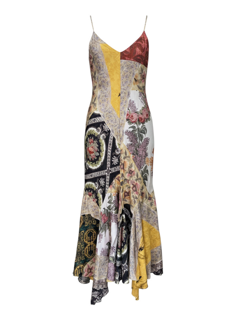 Roberto Cavalli Silk Floral Patchwork Slip Dress