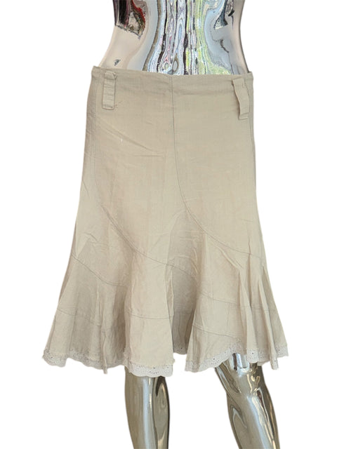 Vintage Beige Cotton Midi Skirt