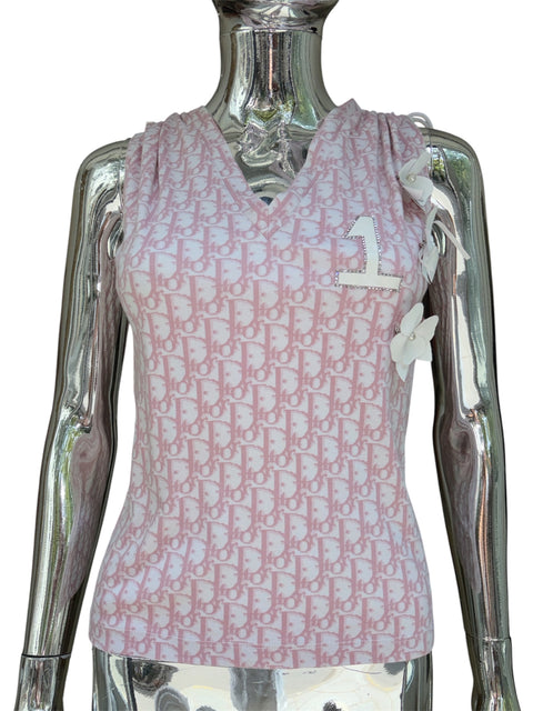 Christian Dior Pink Monogramme White Flower Top