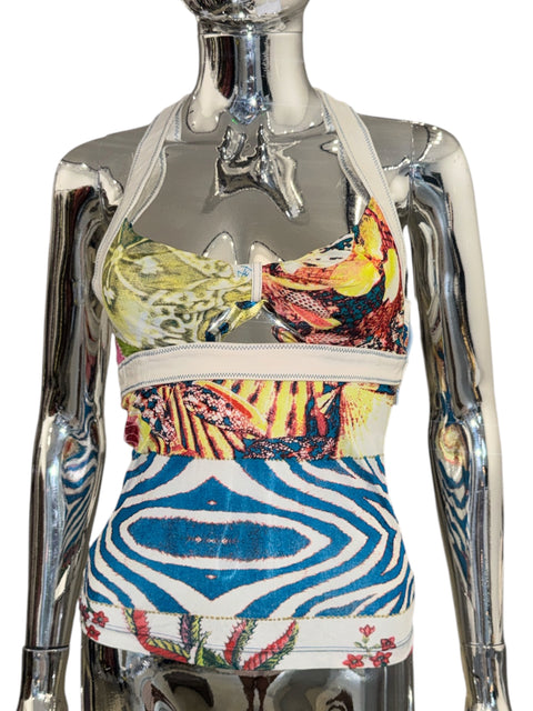 Just Cavalli Mixed Print Cutout Top