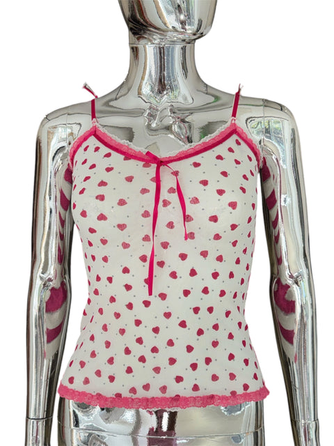 Sandro Ferrone Mesh White Pink Heart Top