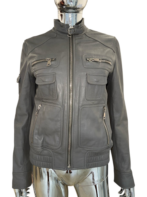 Dolce & Gabbana Grey Leather Jacket