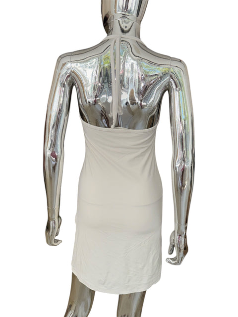 Vintage White Halter Dress With Butterfly Design