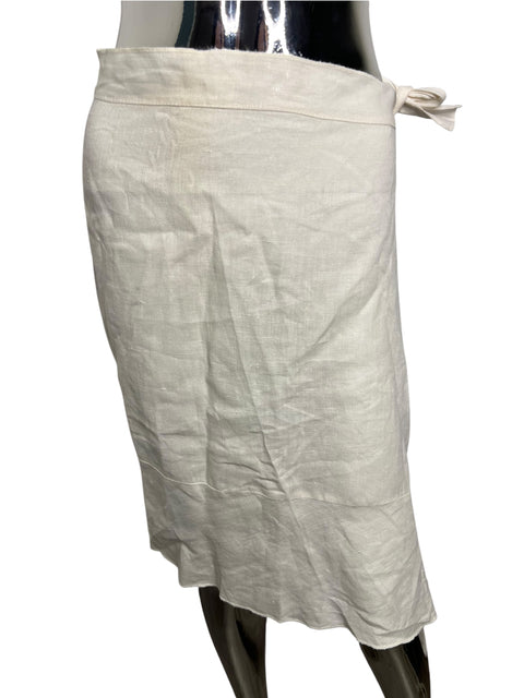 Vintage White Linen Asymmetric Skirt
