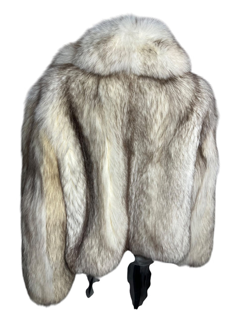 Vintage White Brown Big Collar Crop Fox Fur n°2