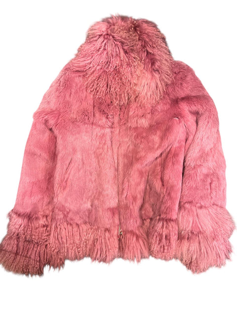 Short Pink Rabbit & Mongolian Fur Jacket