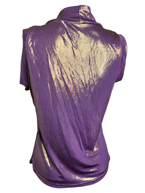 Vintage Purple Gold Bow Neck Top