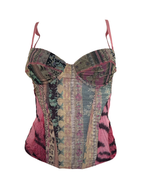 Roberto Cavalli Pink Patchwork Bustier