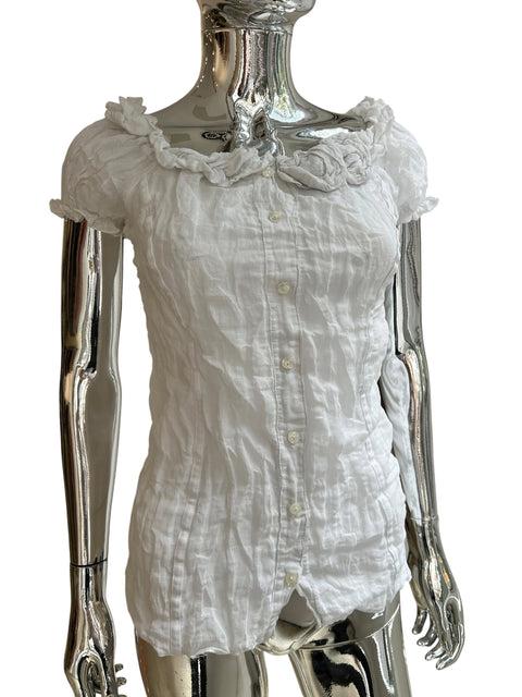 Talco White Mesh Bohème Top