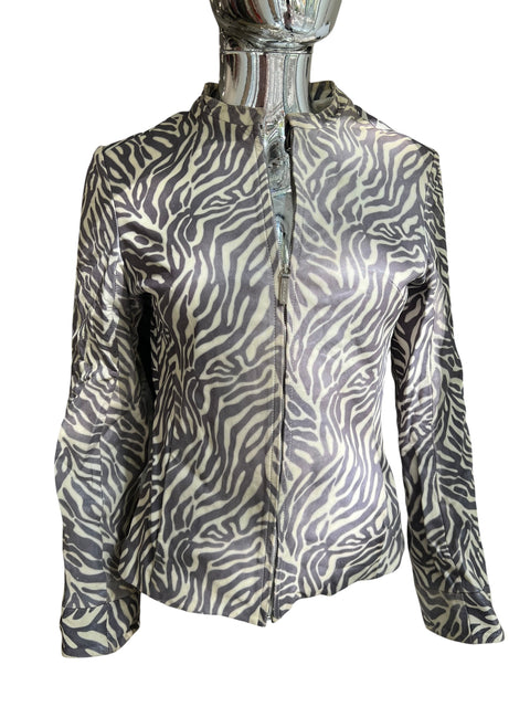 Mabrun Leather Écru Zébra Print Jacket