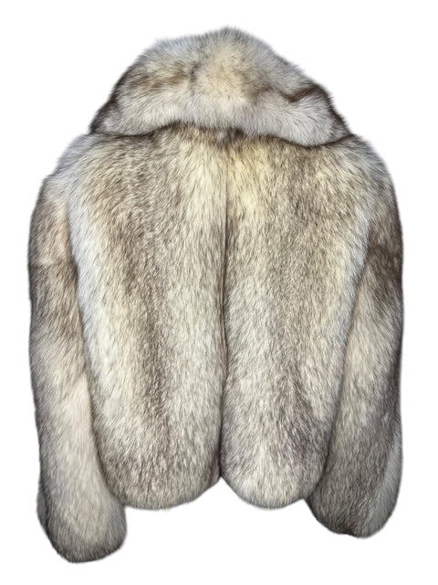 Vintage White Brown Big Collar Crop Fox Fur