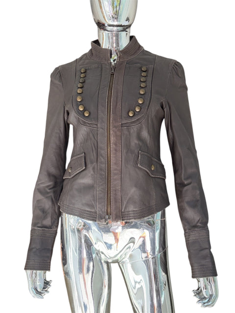 Relish Dark Brown Real Leather Military Jacket