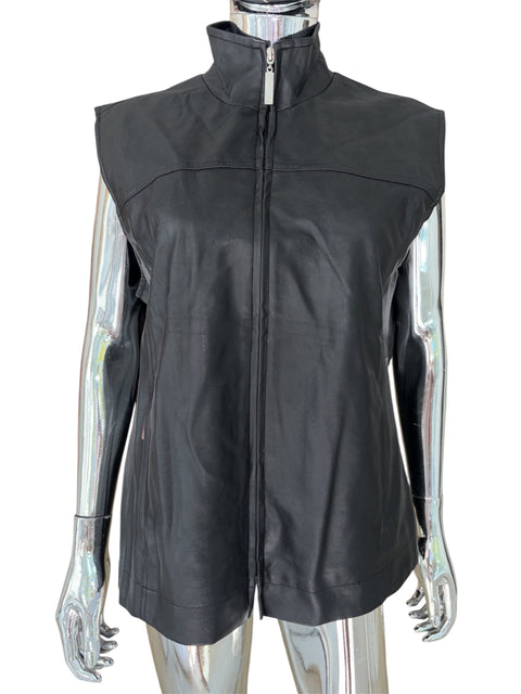 Michele Boyard Faux Leather Zipper Vest
