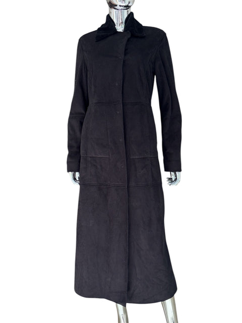 Black Suede And Fleece Reversible Maxi Coat