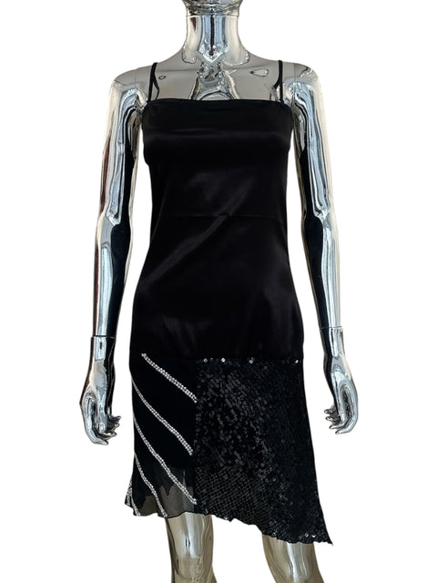 Armani Jeans Black Satin & Sequin Dress
