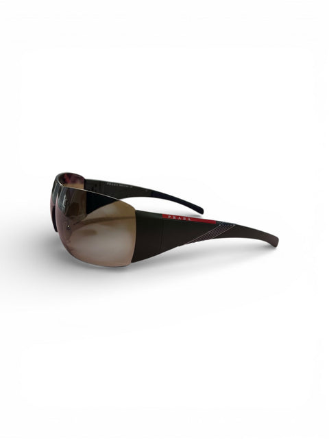 Prada Mask Khaki and Red Sunglasses
