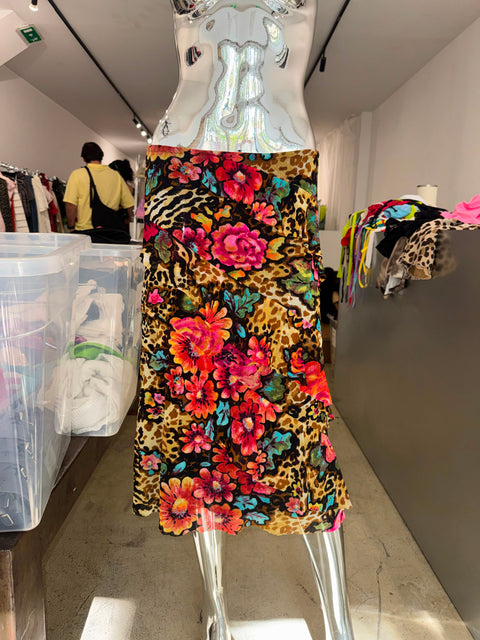 Kenzo Mesh Flower&Animal Print Skirt