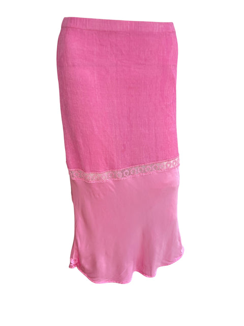Twin-set Pink Lace Satin Long Skirt