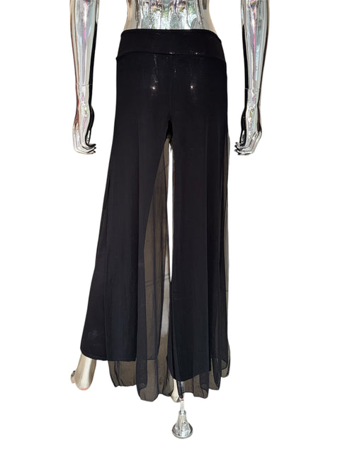 Vintage Black Jersey Pants With Tulle Layer