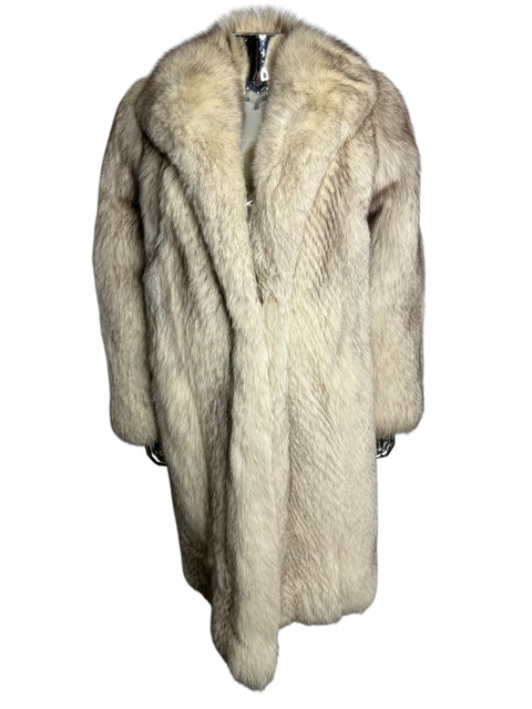 Vintage Écru Chevron Long Fox Fur