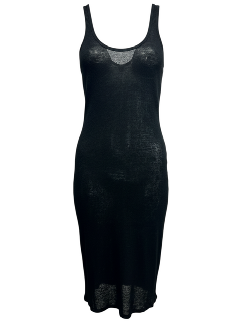 Robe midi noire en lin Etoile Isabel Marant avec encolure dégagée, vendue par CHEZ SNOW BUNNY