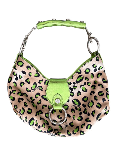 Cesare Paciotti Green Animal Print Purse
