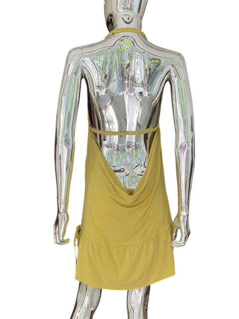 Vintage Lime Green Cowl Back Dress With Cutout