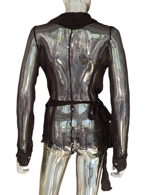 Vintage. Brown Silk Transparent Cardigan