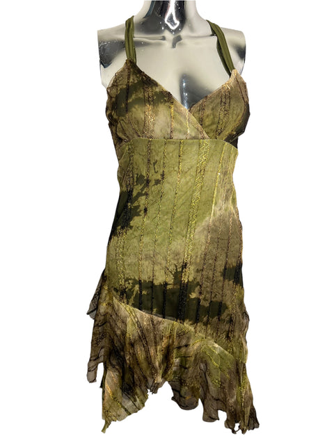 Vintage Green Camo Mesh Dress