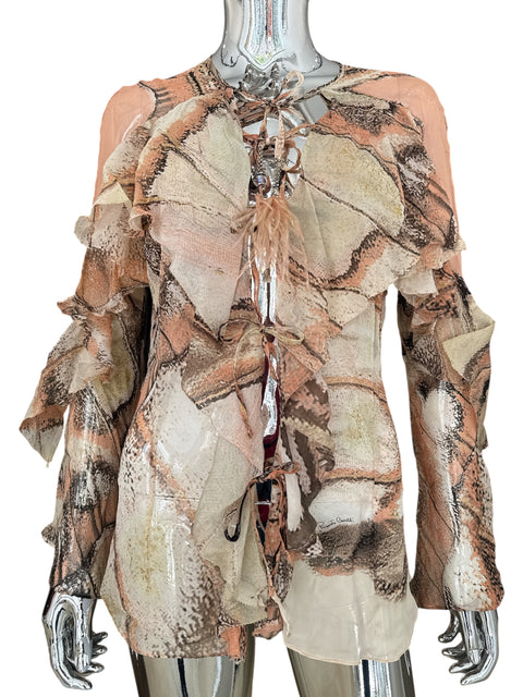 Roberto Cavalli Silk Tie-Up Blouse