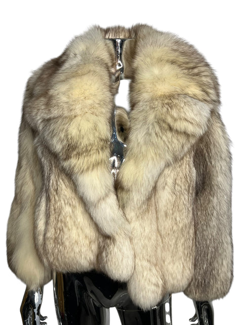 Vintage Écru Brown Crop Fox Fur