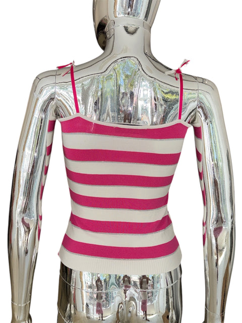 Sandro Ferrone Mesh White Pink Heart Top