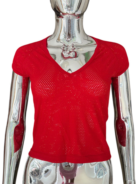 French Connection Red Transparent T-shirt