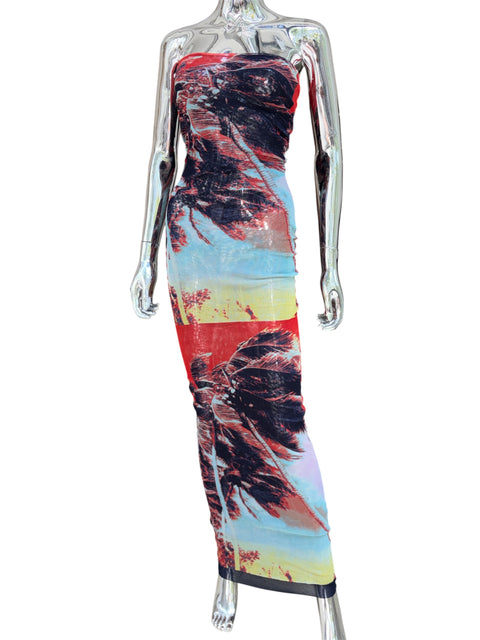 Jean Paul Gaultier Soleil Palmtree Print Bandeau Dress