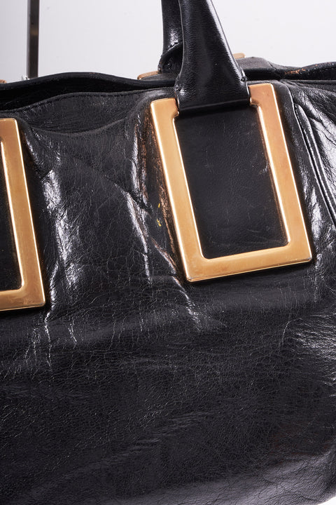 Chloe Etel Hand Bag Leather 2way Black Gold
