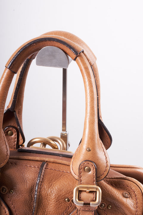 Chloe Paddington Hand Bag Leather Brown Gold