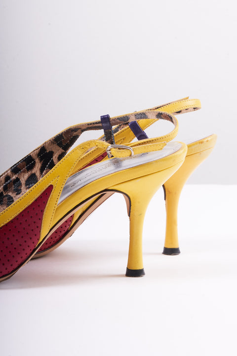 Dolce & Gabbana Red an Yellow Zip Kitten Heels 37