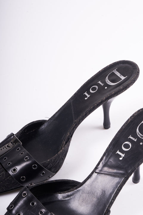 Dior Black Monogram Mules