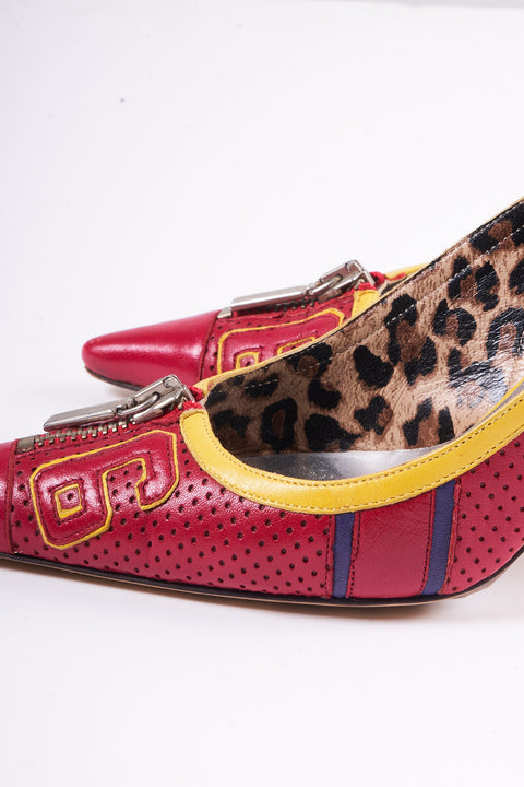 Dolce & Gabbana Red an Yellow Zip Kitten Heels 37