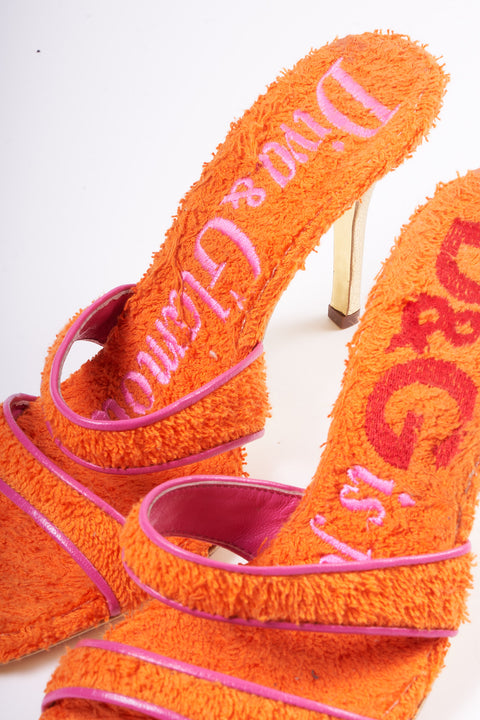 Dolce & Gabbana Furry Orange Heels Size 39
