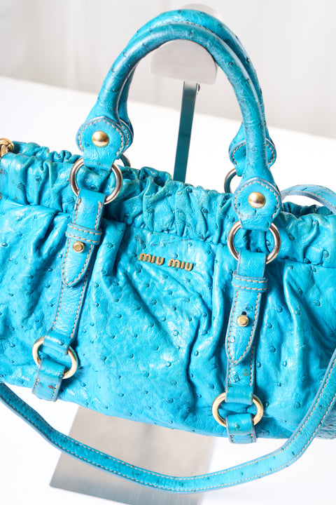Miu Miu Ostrich Blue Bag