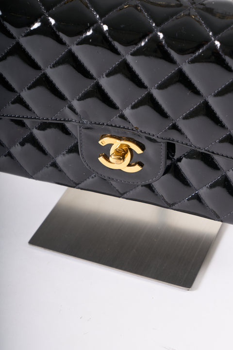 Chanel Matellasé Double Flap Balck Patent Leather