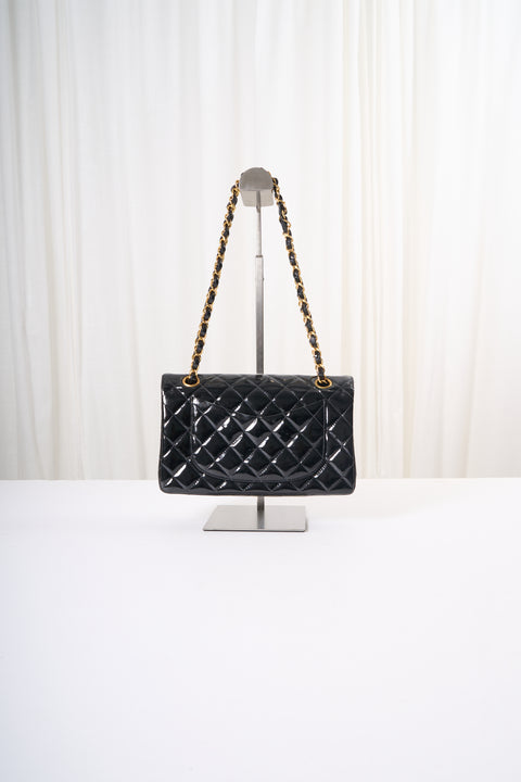 Chanel Matellasé Double Flap Balck Patent Leather