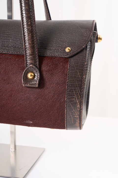 Gucci Bamboo Bullet Dark Brown Pony Hair Bag